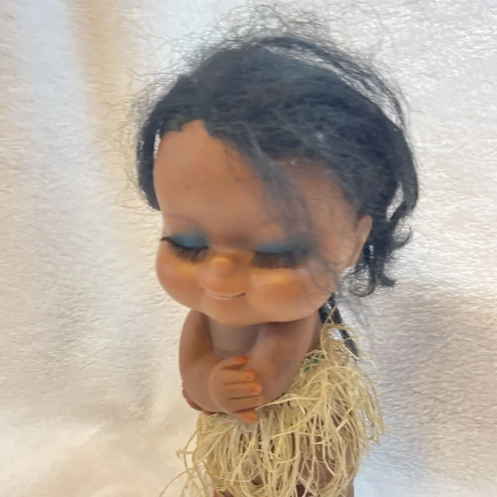 Hawaiian Hula Doll Vintage Sun Bunny Grass Skirt Hong Kong Tiki‎ Bar Luau Decor